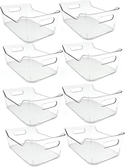 Acrylic Pantry Storage Bins, Storage Bins for Cabinets, Clear Bins for Pantry, Cabinets, Organizing, Fridge, Kitchen (7.9” x 5.5” x 3.2”)