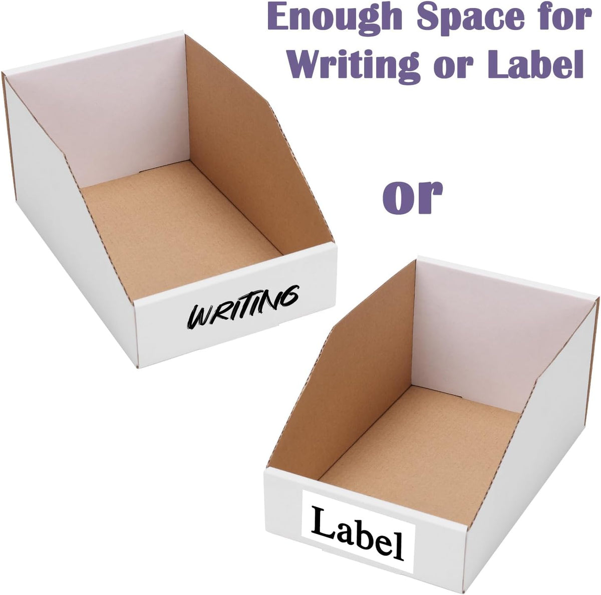 EXYGLO Cardboard Boxes, Pack of 35 Corrugated Storage Bins 12x6x4.5 inch Pantry Organizer Bins for Shelves Garage Office Organization