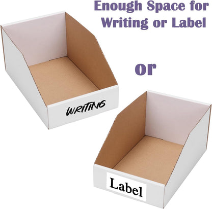 EXYGLO Cardboard Boxes, Pack of 35 Corrugated Storage Bins 12x6x4.5 inch Pantry Organizer Bins for Shelves Garage Office Organization