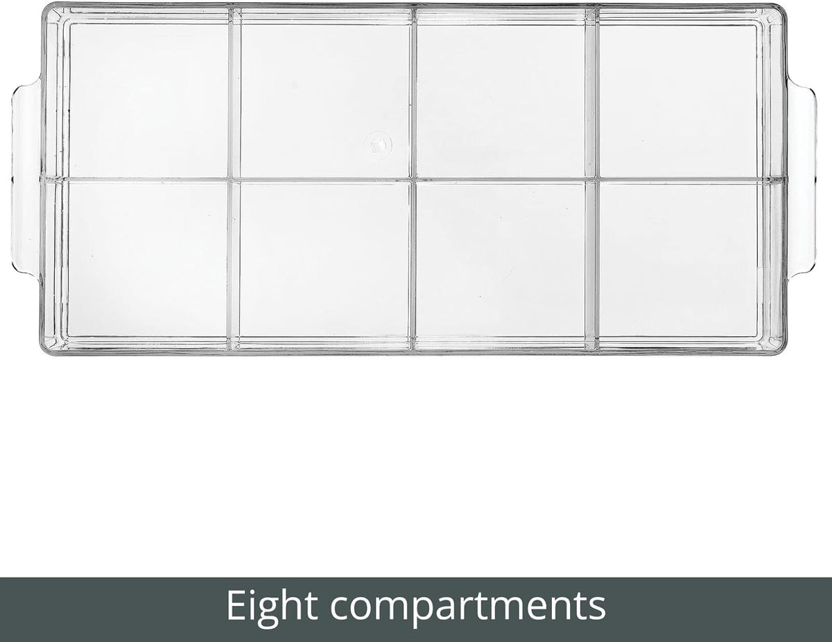mDesign Plastic Condiment Organizer and Tea Bag Holder - 8-Compartment Kitchen Pantry/Countertop Storage Caddy - Divided Chip, Snack, Oatmeal Packet Holder - Lumiere Collection - Clear