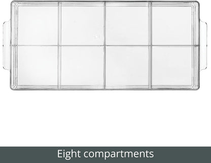 mDesign Plastic Condiment Organizer and Tea Bag Holder - 8-Compartment Kitchen Pantry/Countertop Storage Caddy - Divided Chip, Snack, Oatmeal Packet Holder - Lumiere Collection - Clear
