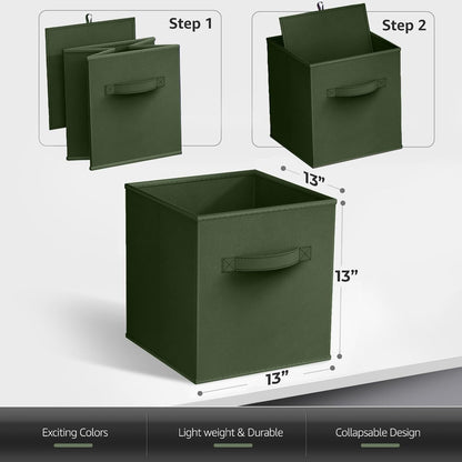 Sorbus Foldable Storage Cubes - 6 Fabric Baskets for Organizing Pantry, Closet, Shelf, Nursery, Playroom, Toy Box, Cubby -11 Inch Dual Handle Collapsible Closet Organizers and Storage Bins (Navy Blue)