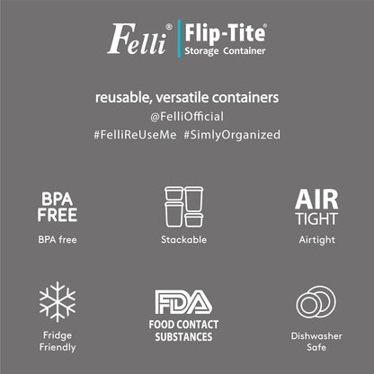 Felli Flip Tite Storage Container with Built-In Spoon & Airtight Lid 5” Large-M Ring Flip Top, Stackable Acrylic Canister for Sugar Flour Powder, Kitchen Pantry Organizer (1.8qt), 2 spoons