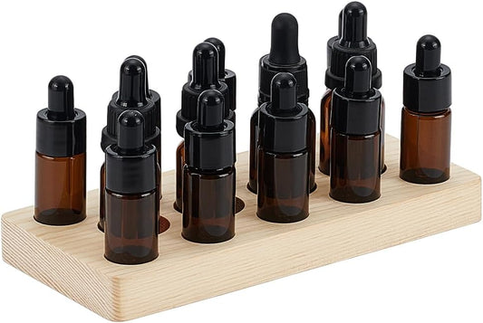 BENECREAT 3-Tier Essential Oil Display Stand, Wooden Essential Oil Organizer, Tabletop Storage Rack for 5-20ml Bottles, Nail Polish Compact Shelf, 6.7x11.8x2 inches