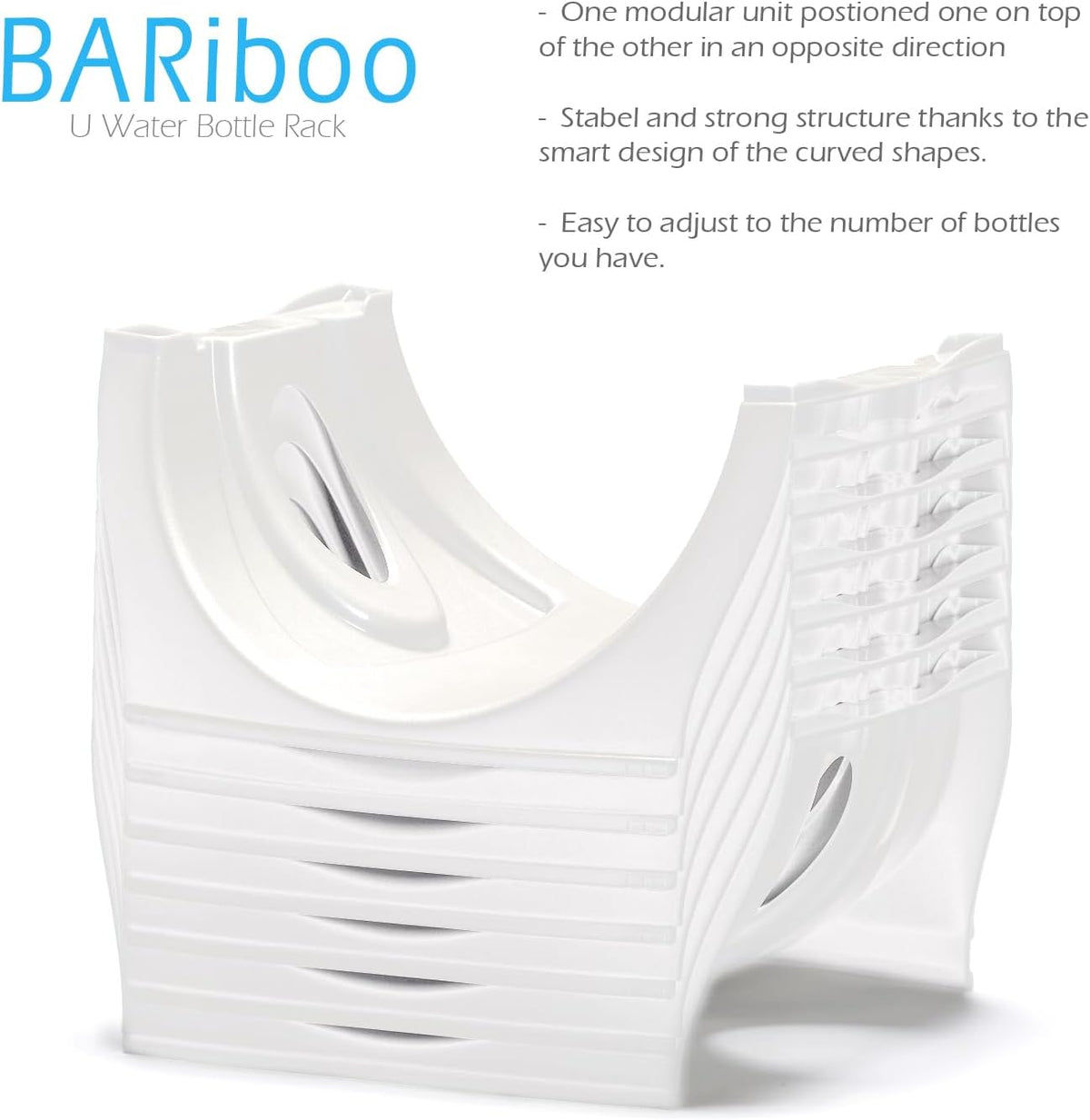 Bariboo Stackable Water Bottle Storage Rack Best Water Jugs 5 Gallon Organizer. Jug Holder for Kitchen, Cabinet and Office Organizing. Reinforced Polypropylene (Silver, 4 No Shelf)