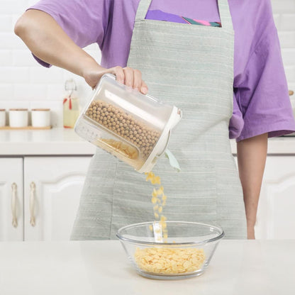 Airtight Kitchen Food Storage Container, Leak-Proof BPA Free Plastic Plastic Dry Cereal Dispensers Containers with Durable Lids for Flour, Sugar, Rice (1500ml-3 Grid)