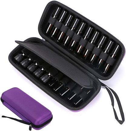 Hipiwe EVA Essential Oils Carrying Case Organizer for 20 Bottles 5ml 10ml Standard and Rollers Bottles Portable Hard Shell Essential Oils Travel Bag Holder for Essential Oils Bottle Storage (Black)