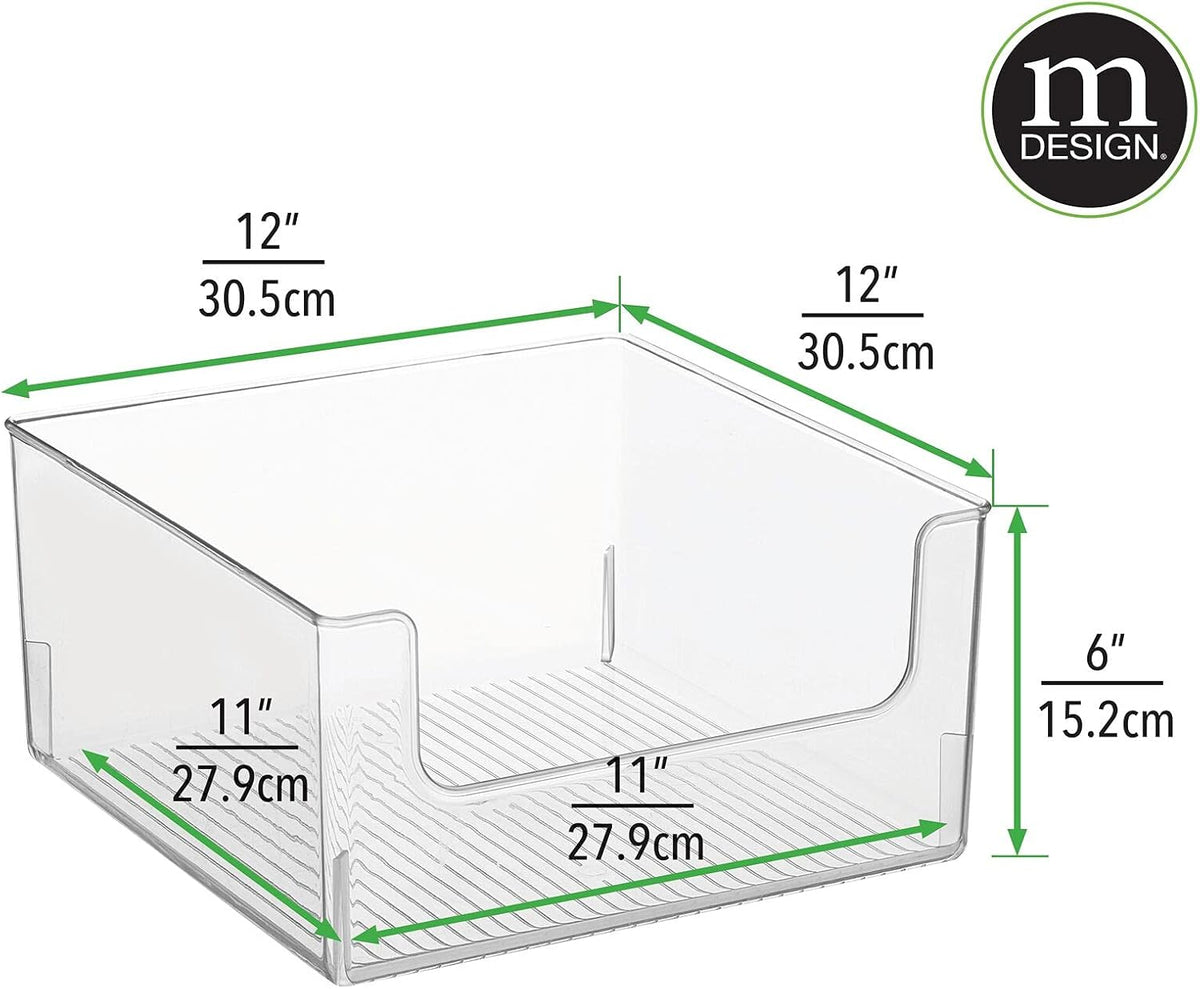 mDesign Modern Plastic Open Front Dip Storage Organizer Bin Basket for Household Organization - Shelves, Cubby, Cabinet, and Closet Organizing Decor - Ligne Collection - 8 Pack - Clear