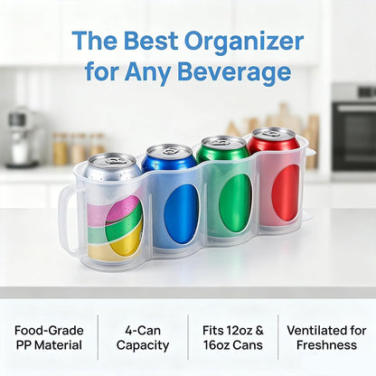 Can Holder for Cooler, Portable Soda Can Organizer for Cooler with Handle, Space-Saving Rotating Beverage Rack for Fridge, Pantry and Counters, Easy-Access Soda and Beer Cans Organizer