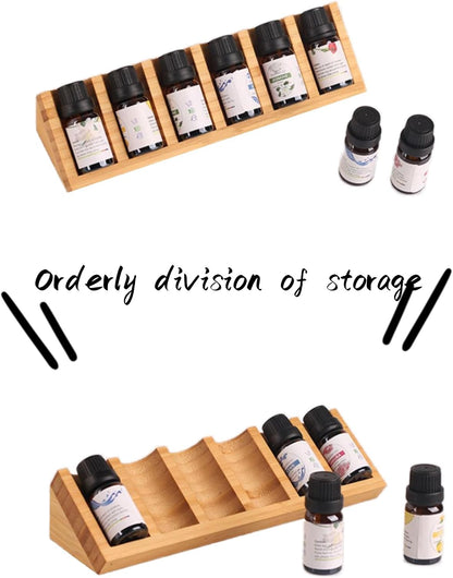 HAN SHENG 2 Pcs 6 Grids Wooden Essential Oil Storage Racks Organizer Bottles Display Stand Holder Drawer for Tabletop Perfume Rack