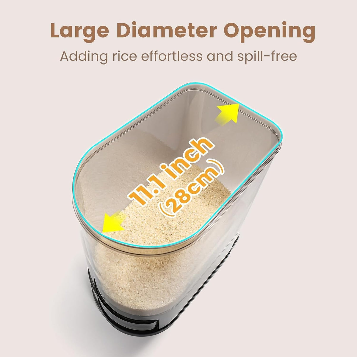 SYNCVIBE Rice Dispenser 22-25 Lbs Rice Storage Container with Measuring Cup Moisture Proof, Large Cereal Dry Food Storage, Household Airtight Food Dispenser Bucket for Kitchen Pantry Organization