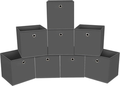 Black Foldable Storage Cubes Bins ,11 Inch Cloth Storage Cube Fabric Storage Box Cubes Organizer Baskets with Handles for Home Organizer Set of 3 (Black)