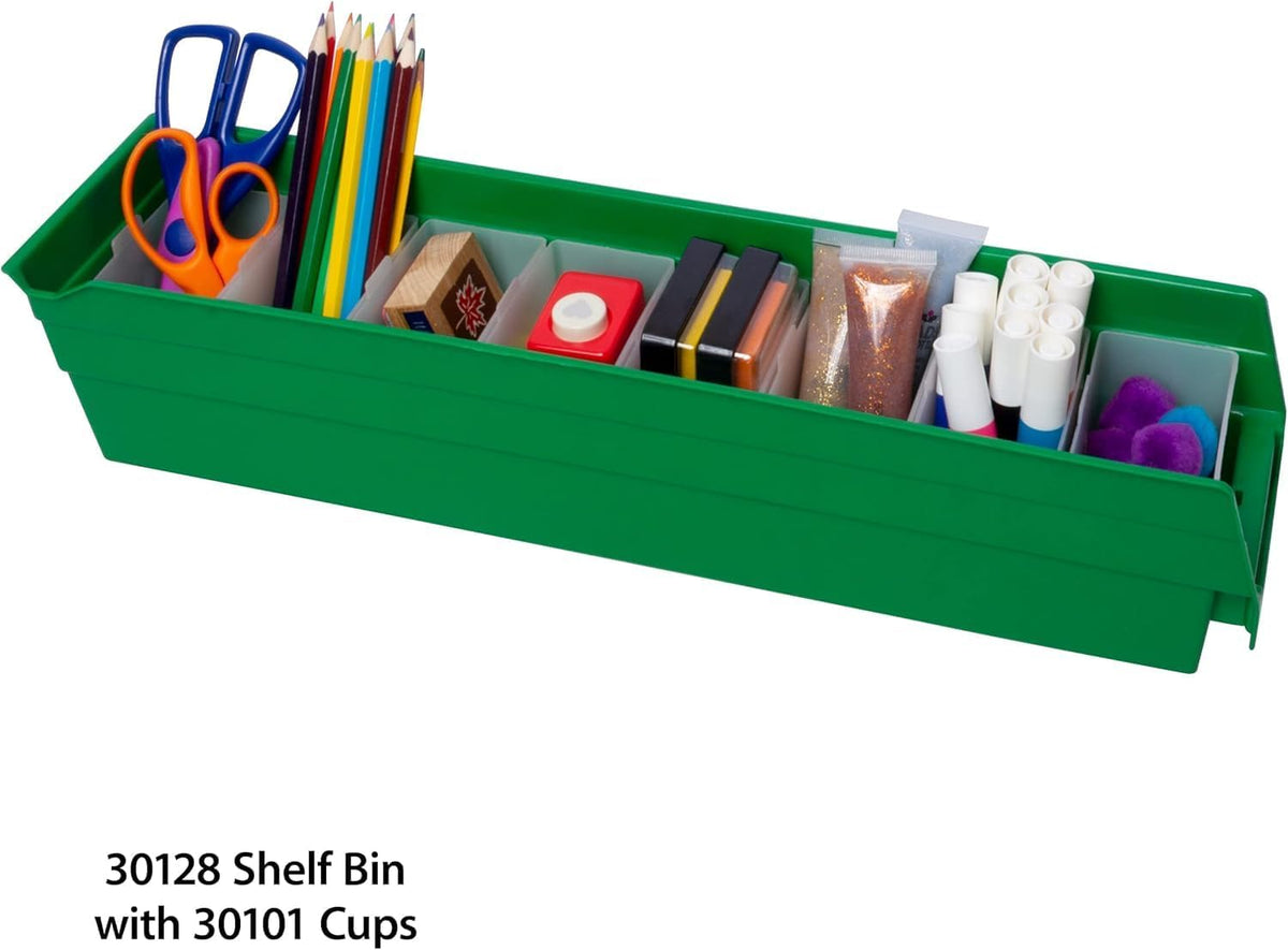 Akro-Mils 30128 Plastic Shelf Bins, Heavy Duty Storage Bins for Garage, Closet, and Drawer Organization, 18-Inch x 4-Inch x 4-Inch, Clear, 12-Pack