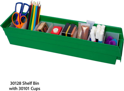 Akro-Mils 30128 Plastic Shelf Bins, Heavy Duty Storage Bins for Garage, Closet, and Drawer Organization, 18-Inch x 4-Inch x 4-Inch, Clear, 12-Pack