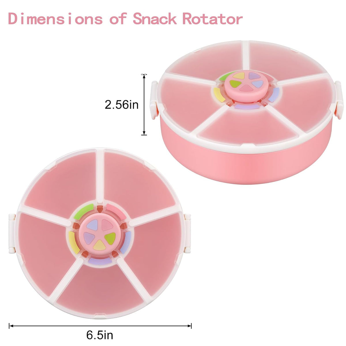 Pawtong Snack Rotator Container Reusable Snack Box with 5 Compartment Dispenser and Lid, Color Matching Opening Lid, BPA and PVC Free, for Home, School, Travel (Purple)