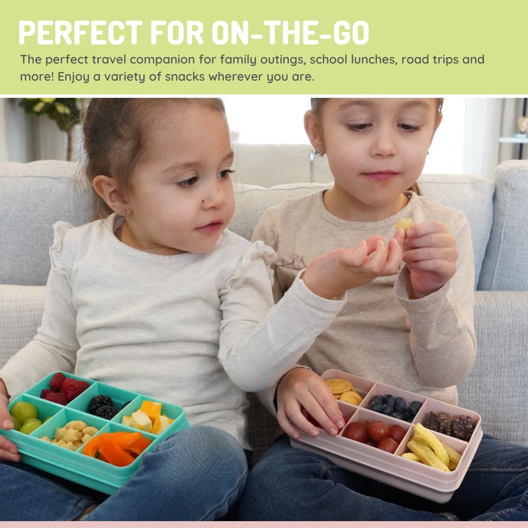 melii Snackle Box | 6-Compartment Divided Snack Container, BPA-Free Food Storage with Removable Dividers for School, Travel & On-the-Go Snacking Purple Cat