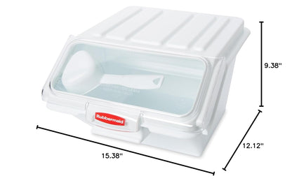 Rubbermaid Commercial Products ProSave Shelf Food Ingredient Bin with Scoop 40-Cup White Kitchen Food Storage Sugar/Grains/Rice/Baking Supplies