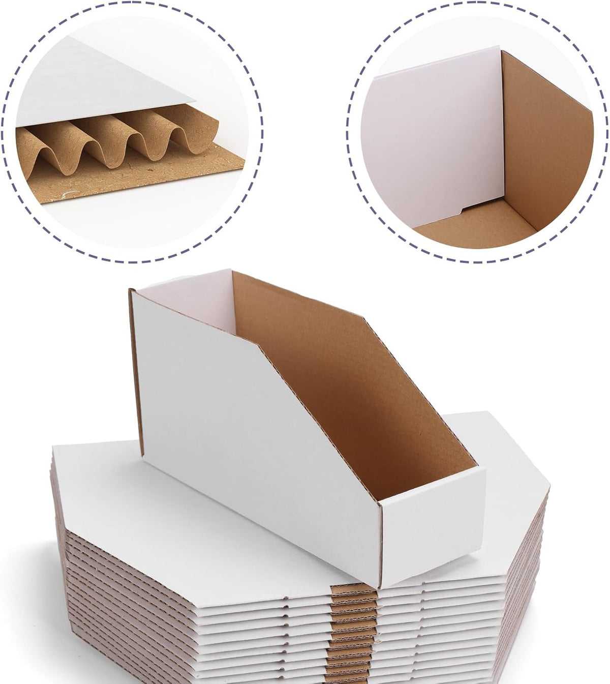EXYGLO Cardboard Boxes, Pack of 35 Corrugated Storage Bins 12x6x4.5 inch Pantry Organizer Bins for Shelves Garage Office Organization