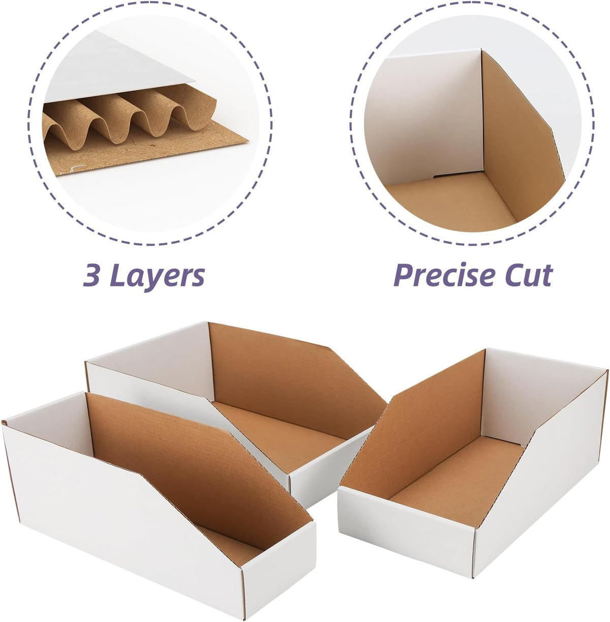 EXYGLO Cardboard Boxes, Pack of 35 Corrugated Storage Bins 12x6x4.5 inch Pantry Organizer Bins for Shelves Garage Office Organization