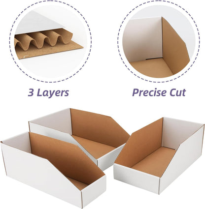 EXYGLO Cardboard Boxes, Pack of 35 Corrugated Storage Bins 12x6x4.5 inch Pantry Organizer Bins for Shelves Garage Office Organization