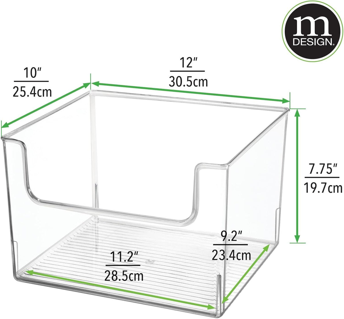 mDesign Modern Plastic Open Front Dip Storage Organizer Bin Basket for Household Organization - Shelves, Cubby, Cabinet, and Closet Organizing Decor - Ligne Collection - 8 Pack - Clear