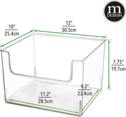 mDesign Modern Plastic Open Front Dip Storage Organizer Bin Basket for Household Organization - Shelves, Cubby, Cabinet, and Closet Organizing Decor - Ligne Collection - 8 Pack - Clear