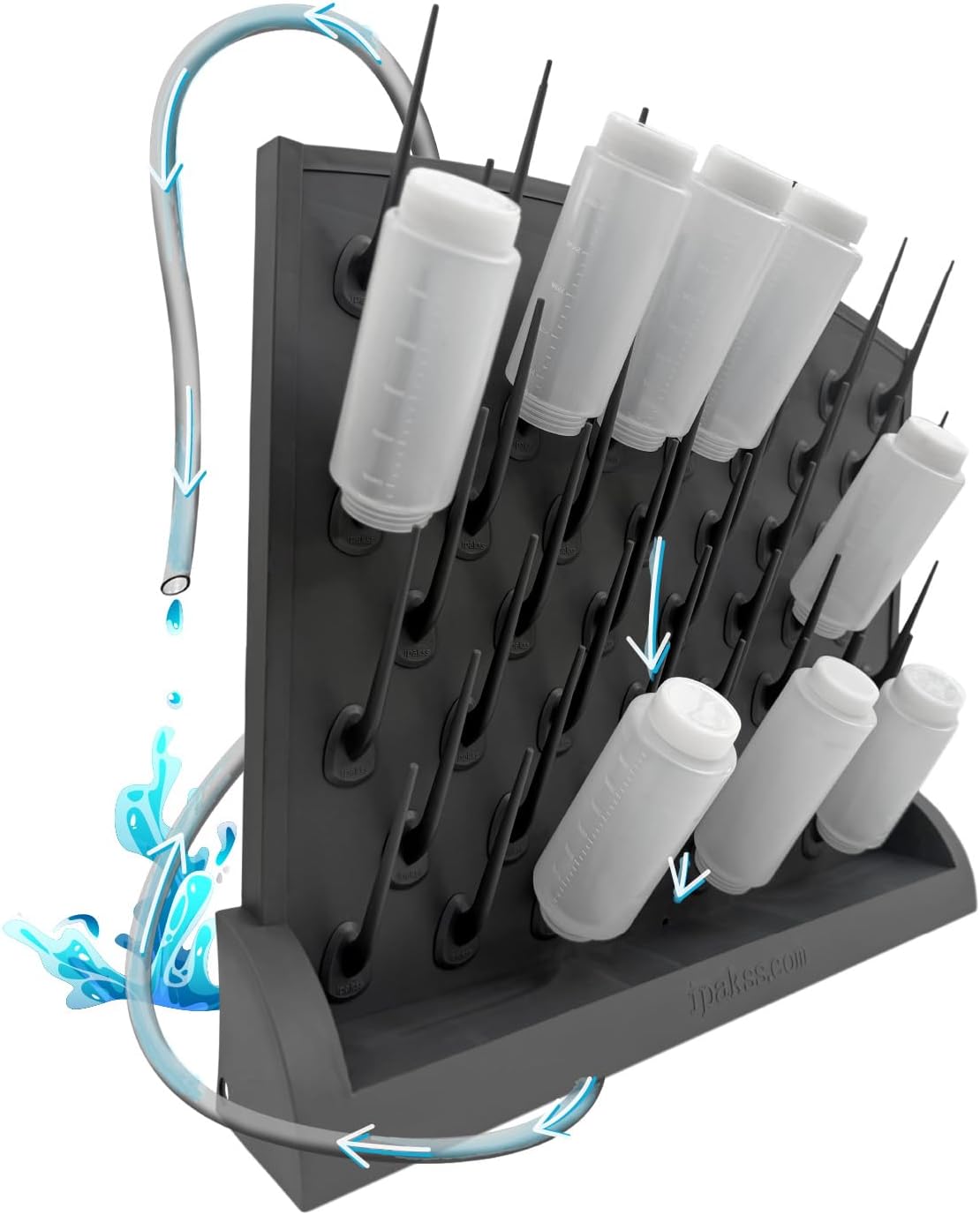 Bottle Drying Rack Kitchen Organizer, Wall Mounted Commercial Dryer for Squeeze Sauce Bottles Glassware, Lab Drying Racks, Test Tube Holder, Sink Drain Rack (32 Pegs)