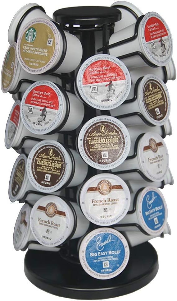 BLACKSMITH FAMILY 36 K Cup Pod Carousel Easy Assembly Design K Cup Holders,K Cup Holder, K Cups Holder,K Cup Carousel, 4-Tier Coffee Pods Holder Storage Organizer Stand,Glossy Black