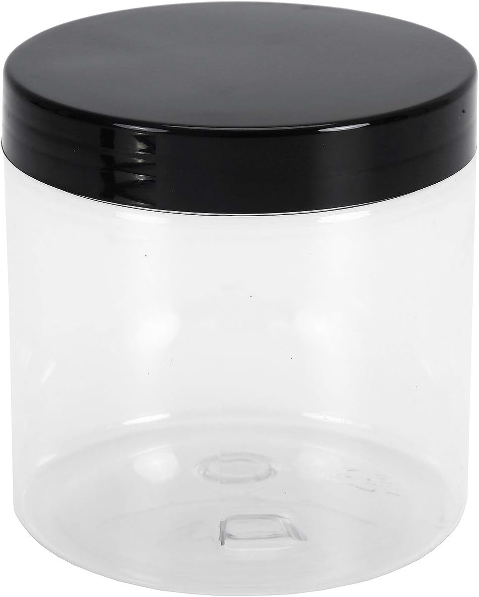 Lawei 8 Pack 34 oz Clear Plastic Jars with Black Lids - Plastic Food Storage Jars for Kitchen & Household Storage of Dry Goods, Nuts, Cookie and more