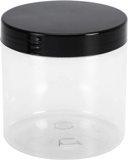 Lawei 8 Pack 34 oz Clear Plastic Jars with Black Lids - Plastic Food Storage Jars for Kitchen & Household Storage of Dry Goods, Nuts, Cookie and more