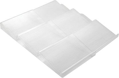 mDesign Expandable Plastic Deluxe Spice Rack, Drawer Organizer for Kitchen Cabinet Drawers, 3 Tier Slanted for Spice Jars, Food Seasoning Bottle Storage, Ligne Collection - Clear
