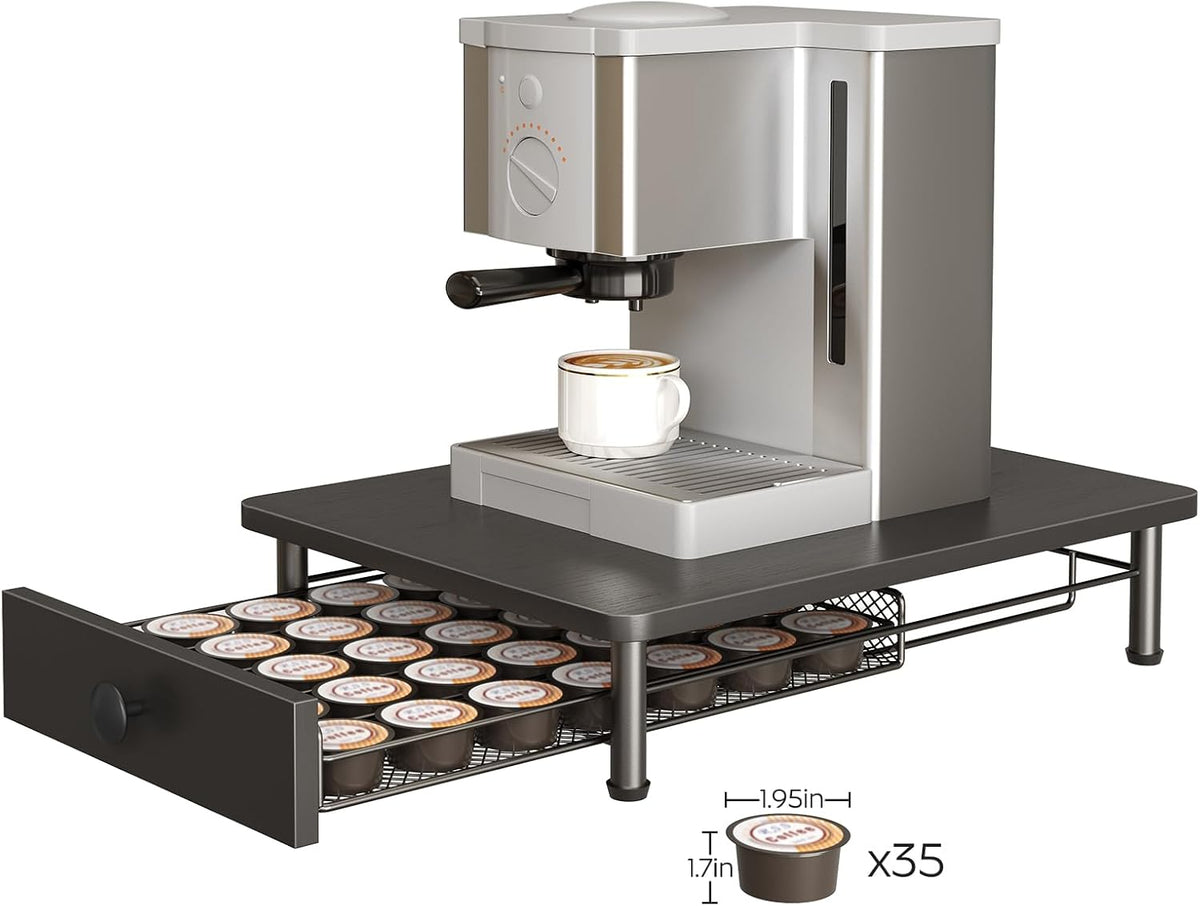 YATINEY Coffee Pod Drawer Holder, Coffee Pod Drawer for K Cup, 35 Capacity Coffee Capsules Storage Organizer, Sliding Mesh Basket, for Home Office, Kitchen, Rustic Brown KH08BRG1