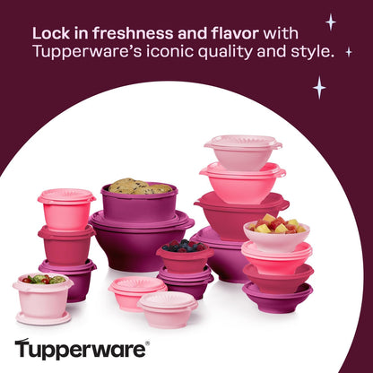 Tupperware Heritage Collection, New Food Storage Container Set in Vintage Pink, Dishwasher Safe and BPA Free (18 containers, 18 lids)