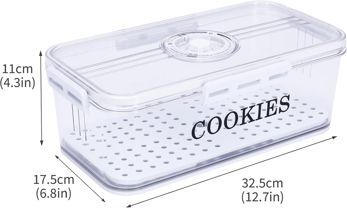 Cookie Jar with Airtight Lid,Bread Box for Kitchen Countertop,Time Recording Bread Storage Container, BPA-Free Plastic Containers for Cookies, Homemade Bread, Toast, Bagel, Donut