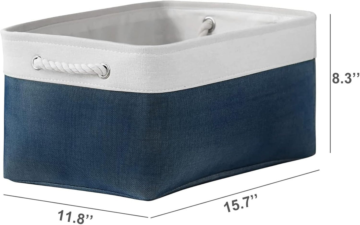 Fabric Storage Bins 12x8x5 inch [6-Pack] with Rope Handles - Decorative Baskets for Organizing