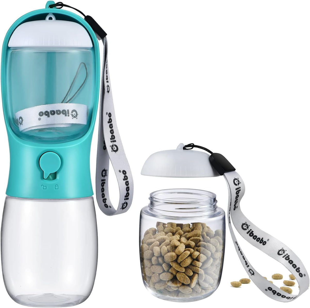 Cibaabo Dog Water Bottle with Food Container, Travel Puppy Water Bowl, Portable Pet Dispenser, Girl Dog Mom Gifts Accessories Stuff Essentials Necessities for Yorkie Chihuahua Cat Walking and Hiking