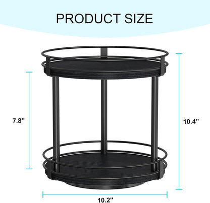 Snughome Rotating Spice Rack, 2 Tier Lazy Susan Organizer, Wood Kitchen Countertop Organizer, Brown Lazy Susan Turntable for Cabinet, 10.2" x 10.2" x 10.4"