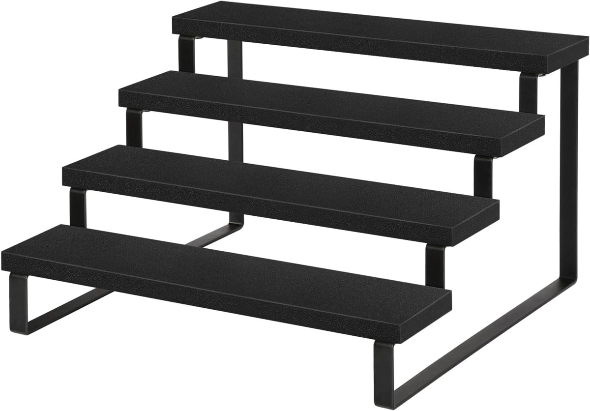 YINMIT Wooden Display Riser Stand, Tiered Perfume and Cologne Organizer Stand, 4 Tier Spice Rack Organizer, Rustic Display Shelf for Candles (4 Tier)