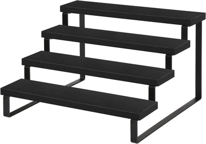 YINMIT Wooden Display Riser Stand, Tiered Perfume and Cologne Organizer Stand, 4 Tier Spice Rack Organizer, Rustic Display Shelf for Candles (4 Tier)