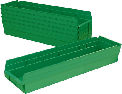 Akro-Mils 30164 Plastic Shelf Bins, Heavy Duty Storage Bins for Garage, Closet, and Drawer Organization, 24-Inch x 6-1/2-Inch x 4-Inch, Clear, 6-Pack