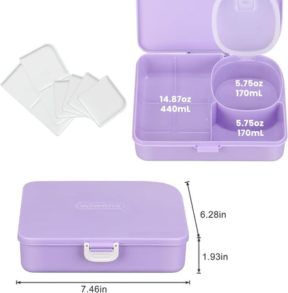 wiwens Snack Box Containers for Kids Adults 2PCS Reusable Snackle Boxes with Adjustable Dividers Airtight Snack Organizers with Compartents Toddler Bento Lunch Box LeakProof for Office,School,Outdoor