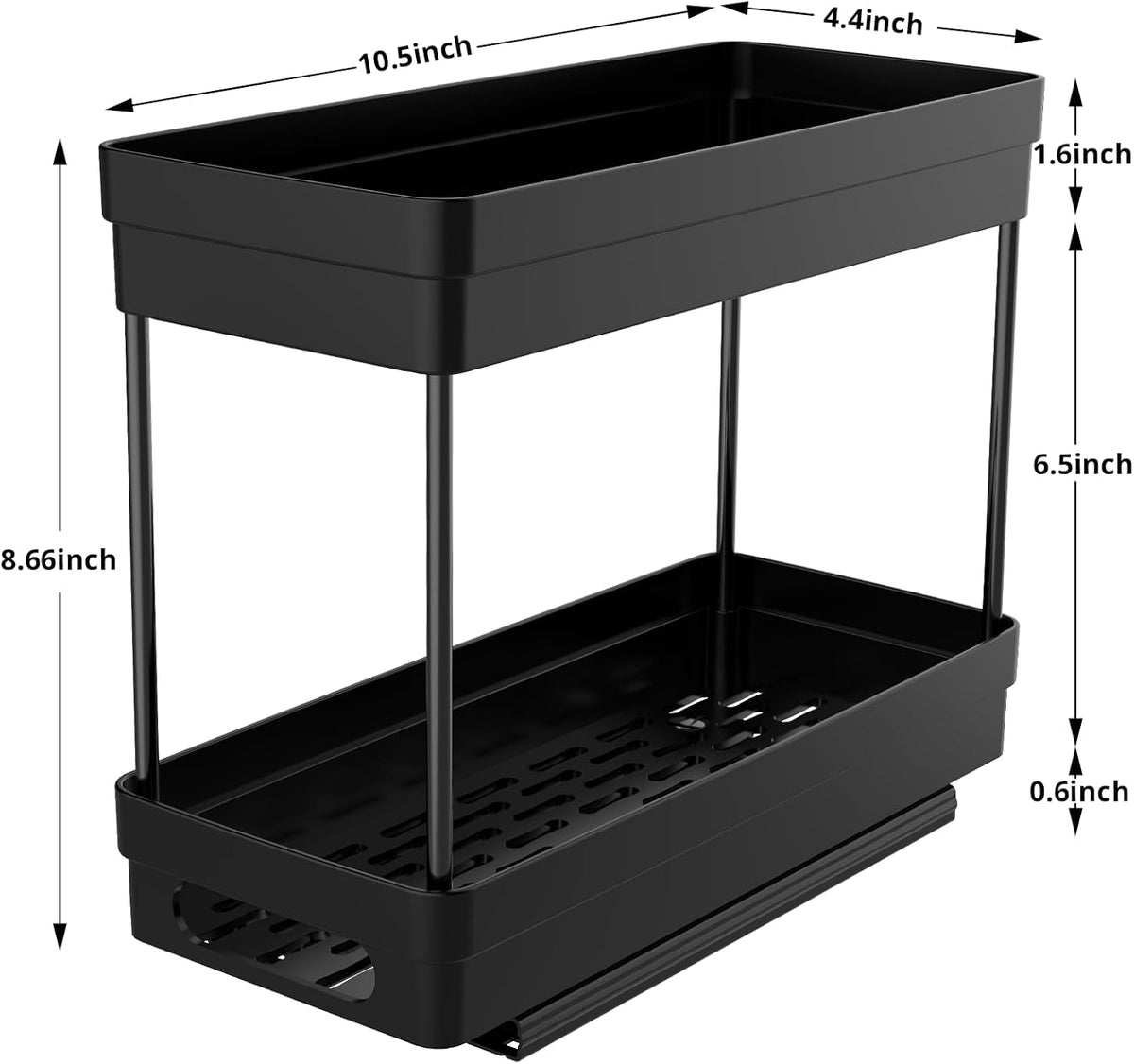 Pull Out Spice Rack Organizer for Cabinet, Slide Out Spice Racks Organizer, Spice Cabinet Organizers, Cabinet Size Need:12'' Highx11'' Deepx5'' Wide,Hold 10 Spice Jar Each Tier-2Tier, Black