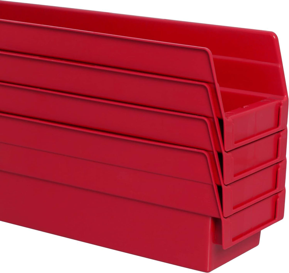 Akro-Mils 30128 Plastic Shelf Bins, Heavy Duty Storage Bins for Garage, Closet, and Drawer Organization, 18-Inch x 4-Inch x 4-Inch, Clear, 12-Pack