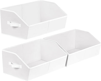 Homsorout Closet Organizers Bins 6 Packs - Large Closet Shelf Organizer with Handles, Fabric Trapezoid Storage Bins, Collapsible Storage Cubes for Clothes, Towels, Light Gray