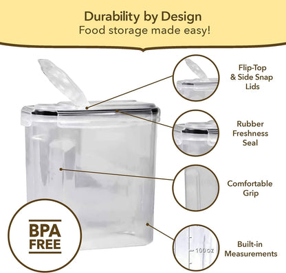 Simply Gourmet Airtight Food Storage Containers with Lids – 7 Piece Assorted Size Kitchen Pantry Organization Set, BPA-Free Clear Plastic, Stackable Containers for Cereal, Flour, Sugar, Rice, Snacks