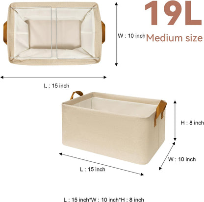 SNWDN Closet Cloth Storage Bins for Shelves, Medium Storage Baskets for Shelves, Fabric Bins for Closet organization with Handles（ Gray 15''L x 10''W x 8''H）