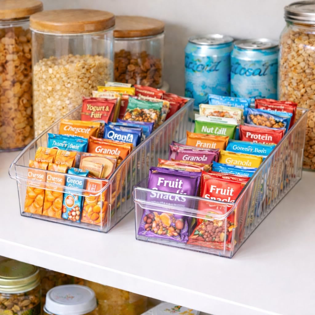 BINO | Plastic Storage Bins with Wheels, X-Large | THE ROLLER COLLECTION | Clear Storage Bins for Organization | Clear Containers for Pantry Fridge & Freezer Organizer Bin Cabinet & Pantry Organizers