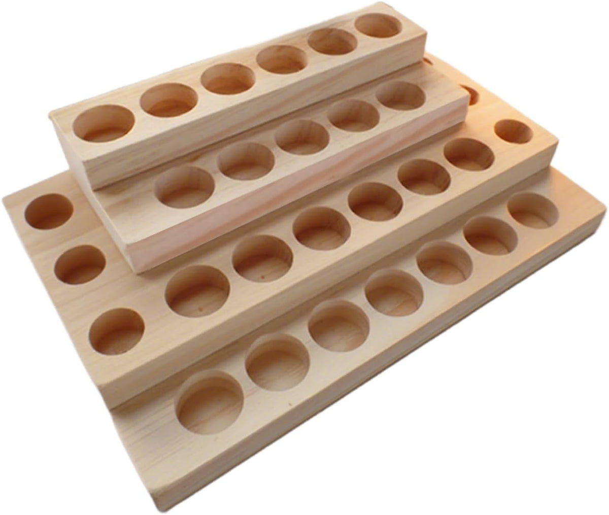 Essential Oil Display Stand 4 Tier Essential Oil Holder Solid Wood Essential Oil Rack for 24 Bottles Tabletop Display Holder Bottle Organizer for 5-20ml Bottles Display for Essential Oils