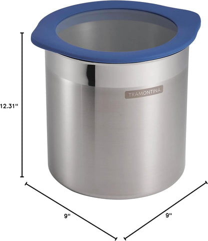 Tramontina 4-Piece Food Storage Containers with Silicone Lids, Stainless Steel Reusable Canister Set, Kitchen Pantry Organizer for Oats, Flour, Cereal, Sugar, Snacks (Blue)