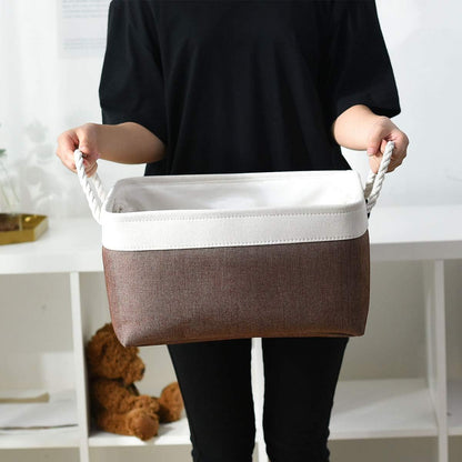 Fabric Storage Bins 12x8x5 inch [6-Pack] with Rope Handles - Decorative Baskets for Organizing